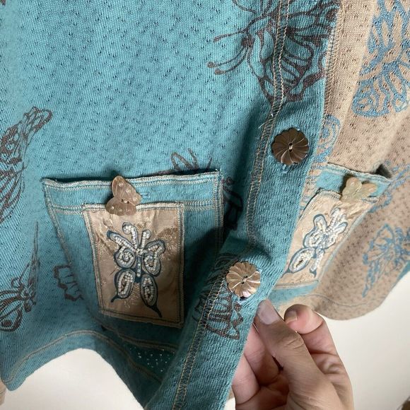 Lucky Charm Cotton Knit Butterfly Cardigan Lightweight Boho Top Y2k Medium - Picture 7 of 13